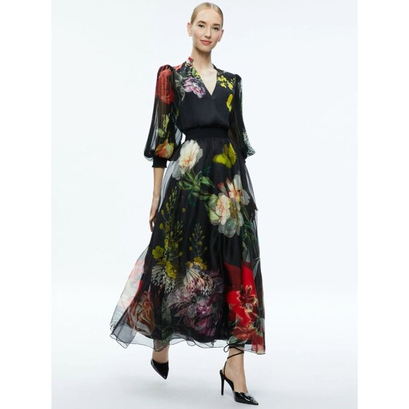 Alice + Olivia Nilda Essential Floral Silk Maxi Skirt 0 - Picture 2 of 11
